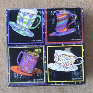 Latte Coasters Glass by Barb Tourtillotte 4pc